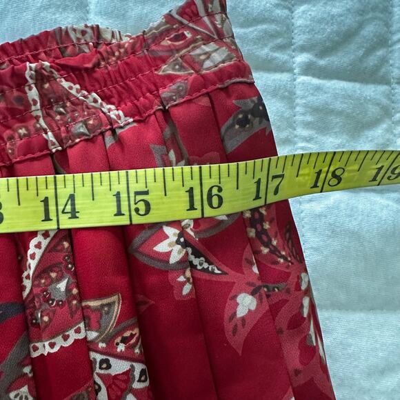 Vintage ALFRED DUNNER Womens Skirt 14 Red Floral Pleated Midi Modest Retro 90s - Picture 8 of 10